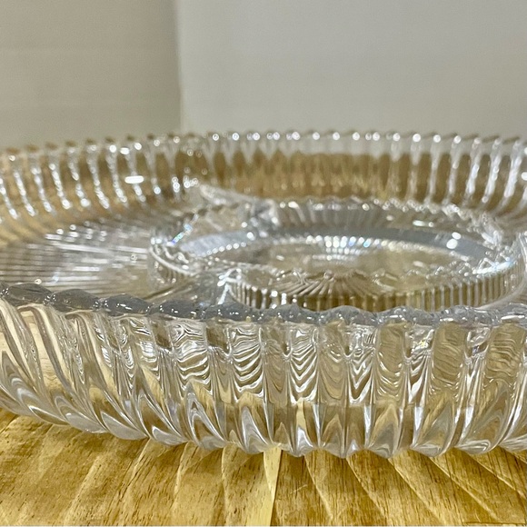 Vintage Mikasa Diamond Fire Round Divided Relish 4 Part Clear Crystal - Picture 10 of 14